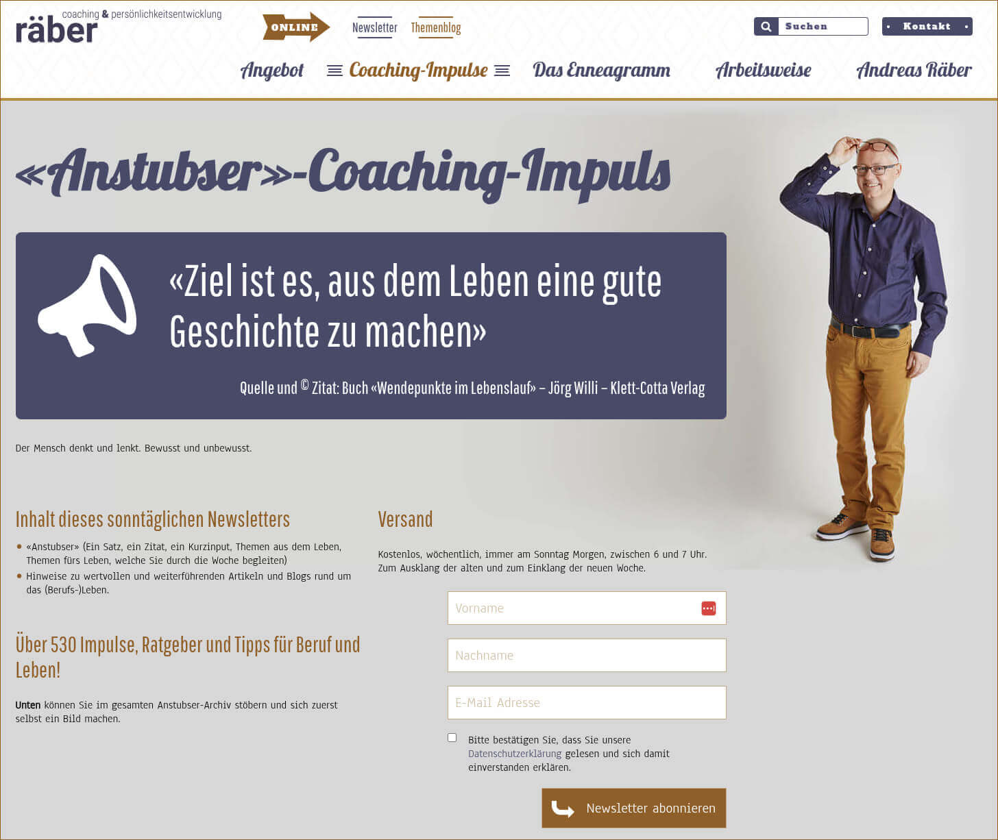 Anstubser Coachingimpulse von Enneagramm Trainer und Coach Andreas Räber