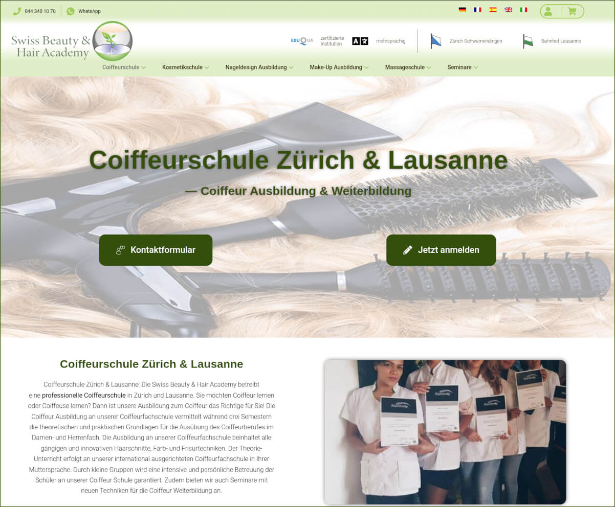 Coiffeurausbildung der Swiss Beauty & Hair Academy