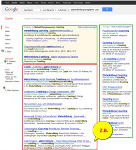 Weiterbildungsmoeglichkeiten: Suche via Google